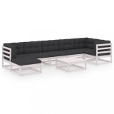 Set mobilier de gradina cu perne, 8 piese, lemn masiv de pin