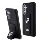 Husa MagSafe pentru Samsung Galaxy S24 S921, Karl Lagerfeld, Saffiano Gripstand Karl &amp; Choupette, Neagra