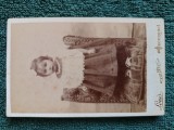SUPERBA fotografie , 9 Martie ,anul 1897 ,atelier LOUIS BUCURESCI .Calea Mosilor .Copila .dimensiuni foto 11 cm x 6 cm