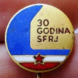 I.427 INSIGNA STICKPIN JUGOSLAVIA YUGOSLAVIA SFRJ 30 ANI 15mm email, Europa