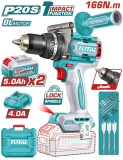 TOTAL - MASINA DE GAURIT CU PERCUTIE - 20V - 5AH - MOTOR FARA PERII (INCLUDE 2 ACUMULATORI, 1 INCARC PowerTool TopQuality