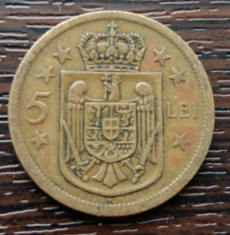 (MR44) MONEDA ROMANIA - 5 LEI 1930 H, REGENTA , MIHAI I foto