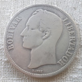 Venezuela 5 Bolivares 1929 argint, America Centrala si de Sud