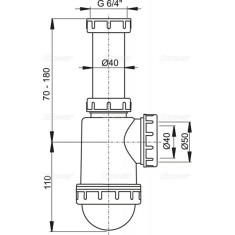 Sifon chiuvetă cu piuliţă 6/4&rdquo;, A443-DN50/40 Sifon chiuvetă cu piuliţă 6/4&rdquo;