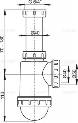 Sifon chiuvetă cu piuliţă 6/4&amp;rdquo;, A443-DN50/40 Sifon chiuvetă cu piuliţă 6/4&amp;rdquo; foto