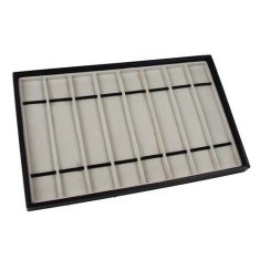 Tava pentru expunerea ceasurilor - 8 spatii - Piele ecologica neagra - WZ4133