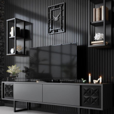 Comoda TV Black Line TV Stand Stylish, Gri, 180 x 48 x 30 cm