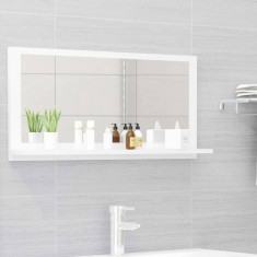 Oglinda de baie, alb extralucios, 80 x 10,5 x 37 cm, PAL GartenMobel Dekor