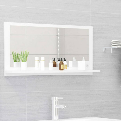 Oglinda de baie, alb extralucios, 80 x 10,5 x 37 cm, PAL GartenMobel Dekor foto