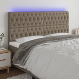 VidaXL Tăblie de pat cu LED, gri taupe, 200x7x118/128 cm, textil