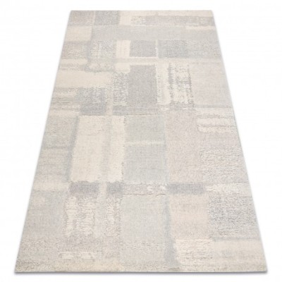 Covor din l&amp;acirc;nă FLUX 461.43.AE110 OSTA - Geometric, structural, loft crem / gri, 135x200 cm foto