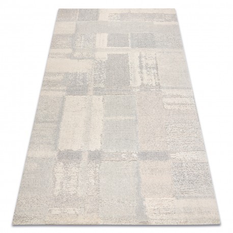 Covor din l&acirc;nă FLUX 461.43.AE110 OSTA - Geometric, structural, loft crem / gri, 135x200 cm