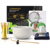 Set de ceai Matcha cu 7 piese, cu bol, bici și turnător &ndash; Gri deschis
