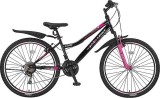 Bicicleta copii Umit Faster Lady, frana V-Brake, 21 viteze, culoare negru roz, roata 26 , cadru otel