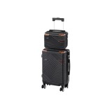 Set 2 Valize Cabina &amp; Trusa Toaleta TraveLux Urban III ABS Negru Rose Gold 38L