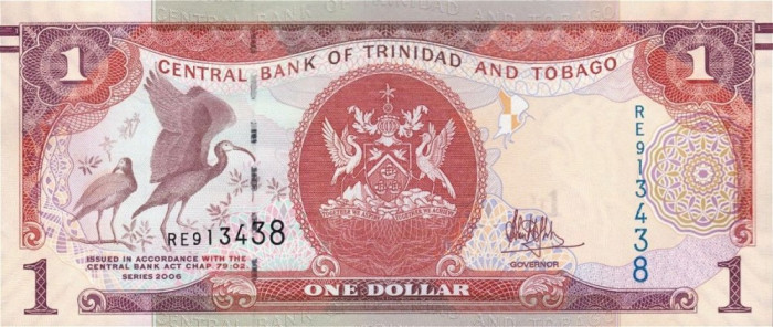 TRINIDAD SI TOBAGO █ bancnota █ 1 Dollar █ 2006 (2017) █ P-46A semnatura10 █ UNC