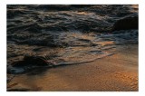 Tablou Canvas, "Valurile mării la apusul soarelui", Valuri, Apus, Nisip, Reflecții, Liniște, Natură, Ocean, 39 x 26 cm, CMCLASS