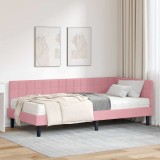 vidaXL Cadru de pat colțar cu saltea cu headboard 2 pcs Gri Catifea 3393991