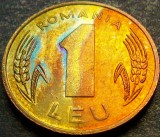 Moneda 1 LEU - ROMANIA, anul 1993 *cod 1117 C = patina curcubeu