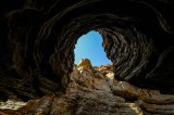 Tablou Canvas Geologie Natură Cavernă Rocă Cer Umbre Contrast Lumină, 39 x 26 cm, CMCLASS