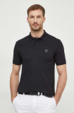 BOSS Orange tricou polo bărbați, culoarea negru, uni 50507803