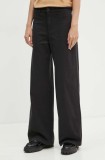 Levi&#039;s pantaloni femei, culoarea negru, lat, high waist, A8697