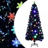 VidaXL Brad Crăciun cu LED fulgi de zăpadă, negru 210 cm fibră optică 328464