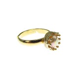 Inel reglabil Princess argint placat cu aur perla oranj 6 MM