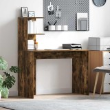 vidaXL Birou cu raft Stejar afumat 102 x 50 x 124 cm Lemn compozit