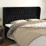 Tablie de pat cu aripioare, negru, 183x23x118/128 cm, catifea GartenMobel Dekor, vidaXL