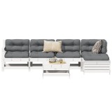 Gossi set canapea de gradina, 6 piese, alb, lemn masiv pin