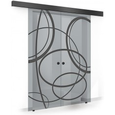Usa culisanta Boss &reg; Duo Black model Cloud negru, 80+80x215 cm, sticla gri securizata, glisanta in ambele directii