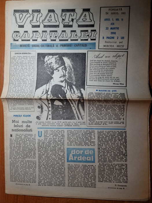 ziarul viata capitalei 22 martie 1990-art. nichita stanescu