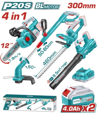 TOTAL - KIT COMBO 20V -4.0Ah - DRUJBA. TRIMMER PENTRU GARD VIU, SUFLANTA, TRIMMER DE TUNS IARBA (INC PowerTool TopQuality foto