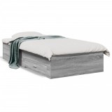 Cumpara ieftin Cadru de pat cu sertare gri sonoma 90x200 cm lemn prelucrat