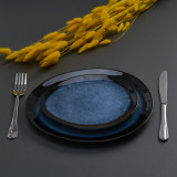 Cumpara ieftin Set 4 farfurii ovale Serenity, Heinner &Oslash;28 cm, ceramica, albastru/negru