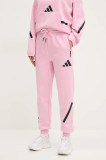 adidas pantaloni de trening Z.N.E. femei, culoarea roz, JC5405