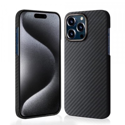 Husa MagSafe pentru Apple iPhone 15 Pro, Techsuit, Aramid Fiber, Neagra foto