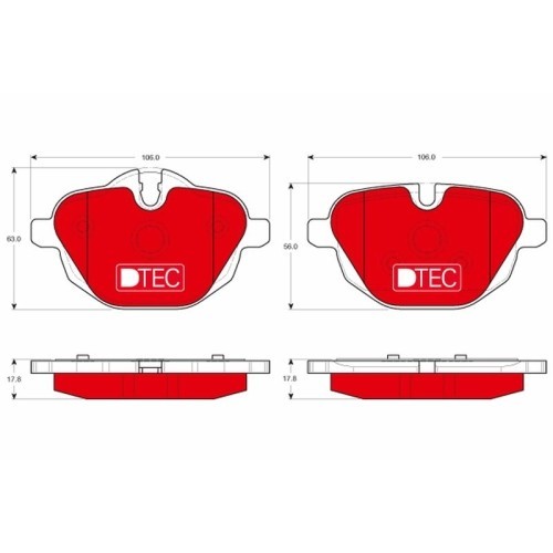 Set placute frana spate TRW, Bmw Seria 5 (F10/F11), 2009-2017, I8 (I12), 03.2014-06.20, X3 (F25), 09.10-08.17, X4 (F26), 05.2013-03.2018, Z4 Roadster