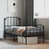 Cumpara ieftin Cadru pat metalic cu tăblii de cap/picioare&nbsp;, negru, 75x190 cm