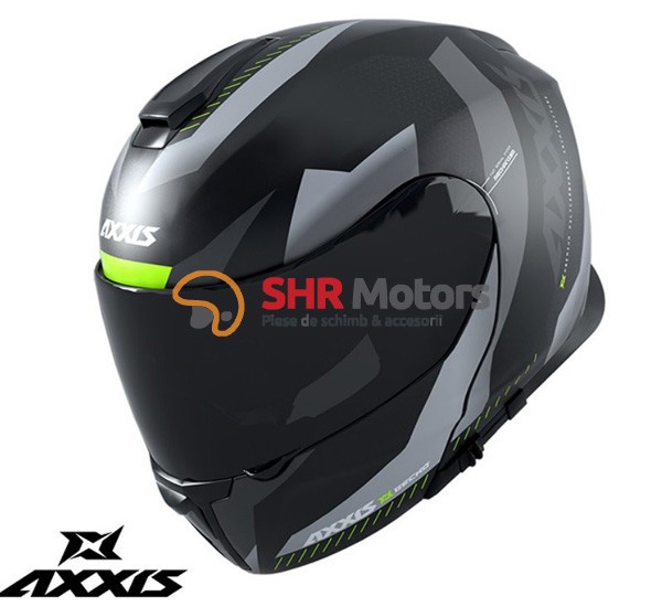 Casca modulara Axxis model Gecko SV Shield B2 gri lucios (ochelari soare integrati)