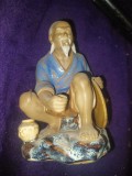 BIBELOU DE PORTELAN VECHI,,PESCAR CHINEZ&#039;&#039;,bibelou vintage de colectie,bibelou Pescar