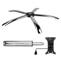 Set placuta balans metalica 20 cm x 15 cm, baza 60 cm si cilindru piston, gaz, pentru scaune birou, argintiu, 35 cm
