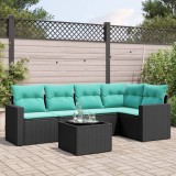 Cumpara ieftin Set canapele de grădină cu perne, 6 piese, negru, poliratan