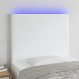VidaXL Tăblie de pat cu LED, alb, 100x5x118/128 cm, piele ecologică