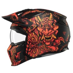 Casca pentru scuter - motocicleta MT Streetfighter SV S B5 Hellish rosu mat (ochelari soare integrati) &ndash; masca (protectie) barbie si cozoroc detasabil