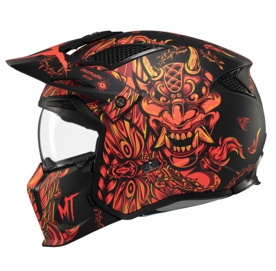 Casca pentru scuter - motocicleta MT Streetfighter SV S B5 Hellish rosu mat (ochelari soare integrati) &amp;ndash; masca (protectie) barbie si cozoroc detasabil foto