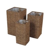 Cumpara ieftin Set 3 ghivece flori fibre naturale 18 x 18 x 40 cm, 23 x 23 x 45 cm, 28 x 28 x 50 cm