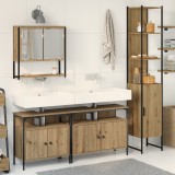 vidaXL Set de mobilier de baie , 4 piese, &icirc;n Stejar Artisan, din lemn ingineresc.