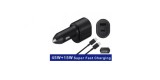 Incarcator Auto pentru Samsung s25, s24, s22, s23, s21,s20, 45W USB-C si 15W USB plus Cablu de incarcare USB-C la USB-C, 5A, 1m, Negru